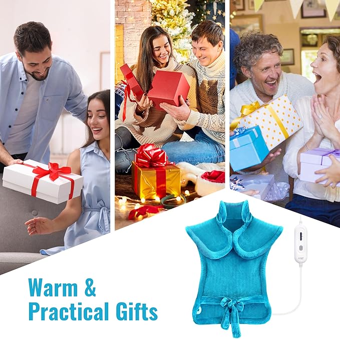 Tefici Heating Pad for Back Pain,Mothers Day Gifts for Women Men Mom Her，FSA Eligible HSA Approved,24'' x33''Fast Heating,Electric Heat Pad, 2H Auto-Off,Neck and Shoulder Heat Pad,ETL Certified,Blue