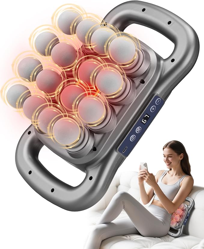 16-Head Massage Gun Set, Deep Tissue Percussion Massager with 9 Modes & 9 Intensities, Handheld Muscle Massager for Muscle Pain Relief in Back, Legs, Shoulders, Foot