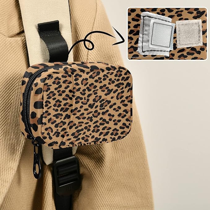 xigua Leopard Pill Case 7-Day Travel Pill Organizer Box with Zipper Closure for Vitamins, Medication and Supplements