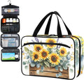 Fustylead Farmhouse Sunflowers Lavender Floral Pill Organizer Bag Large Medicine Travel Carrying Case with Zipper for Vitamin Supplements Fish Oil, Empty First Aid Kit for Hiking Camping