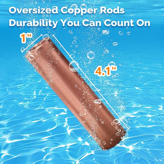 VINGLI Solar Pool Ionizer – Copper Pool Ionizer for Above Ground & Inground Pools up to 45,000 Gallons | Solar Ionizer for Pool with Efficient Water Clarification, 1-Year Warranty (Blue, Upgraded)