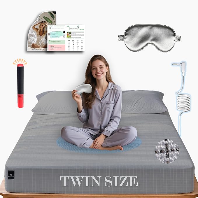 Ali King Grounding Sheets - Twin Size, Soft Cotton with Silver Fiber, 15'' Deep Pocket Earth Grounding Fitted Bed Sheets for Improved Sleep (Light Gray, Twin 39''*75''*15'')