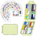 Large Travel Pill Organizer with Medicine Labels, Travel Pill Box Medicine Organizer Daily Pill Container 10 Compartments Purse Pill Case (Yellow, 189 Lables)