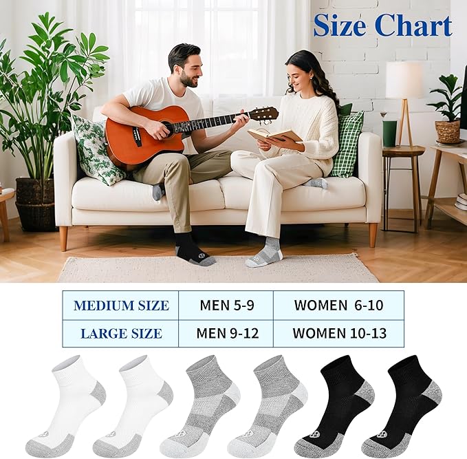 Diabetic Socks for Men,6 Pairs Ankle Mens Diabetic Socks,Diabetic Neuropathy Socks for Men Size 9-11/10-13/13-15.