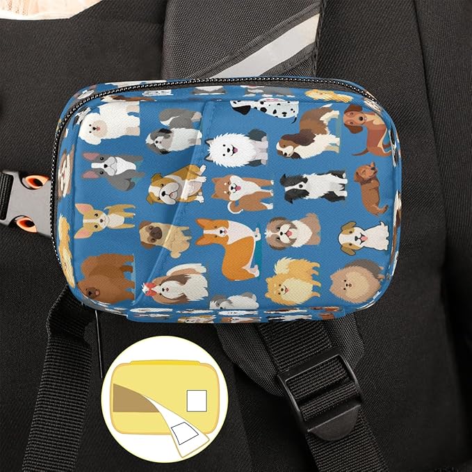 Pill Case Pill Travel Organizer 7 Day Weekly Medicine Pill Box Animal Dog Blue Small Cute Compact Size Vitamin Container Pill Bottle Portable Birth Control Pill Holder Bag with Zipper