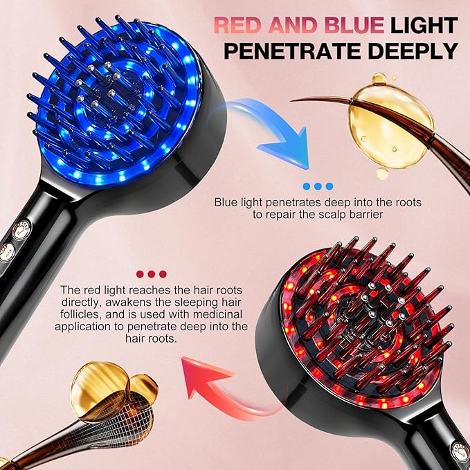 3 in 1 Scalp Massager Hair - 360° Hair Oil Applicator Electric Scalp Massager IPX7 Waterproof for Home & Travel (Black)