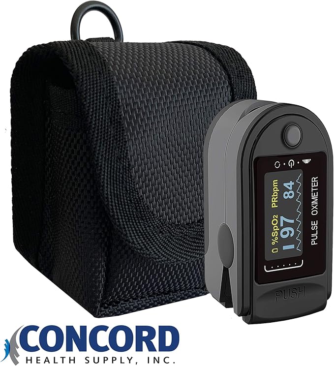 Concord Black Nylon Sp02 Fingertip Pulse Oximeter Carrying Case with Lanyard Hook and Beltloop Attachment