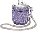 Keychain Pill Holder Bling Small Pill Box for Purse Portable Pill Case Organizer Cute Key Chain Pill Container Bottle for Capsule Vitamin Supplement(Purple)