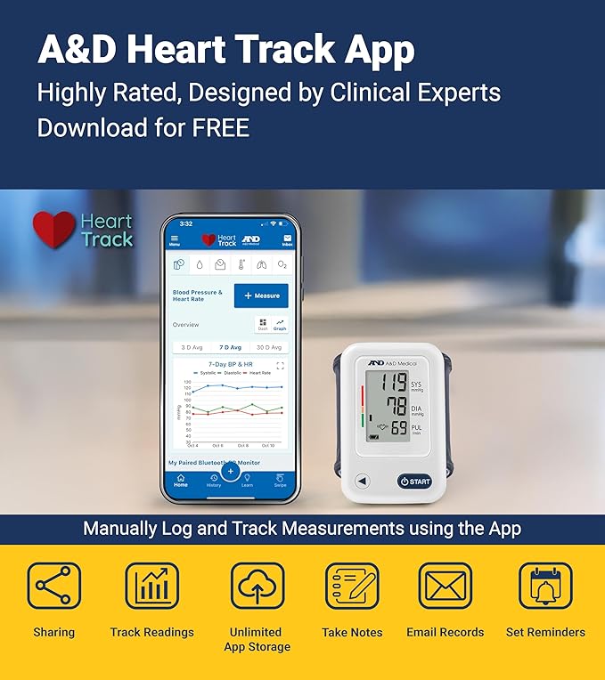 A&D Medical Wrist Blood Pressure Monitor for Home Use - UB-525, BP Adjustable Cuff (5.3-8.5"/13.5-21.5 cm) One Button Operation, 60 Reading Memory, 2 AAA Batteries