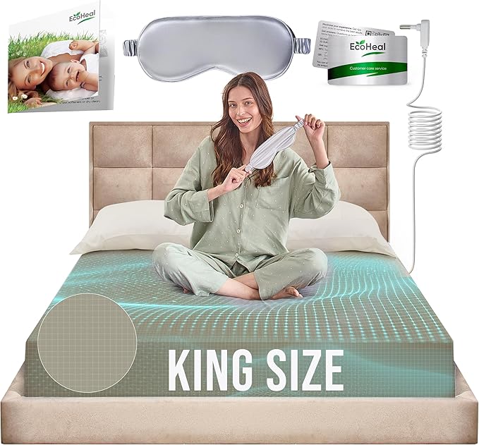 Earth Grounding Sheets King Size with 12% Silver Fiber & 4% Silk & 84% Cotton - Green - Quality Certified Grounded Well Bed Sheet - Conductive Fitted Sheet for Better Sleep