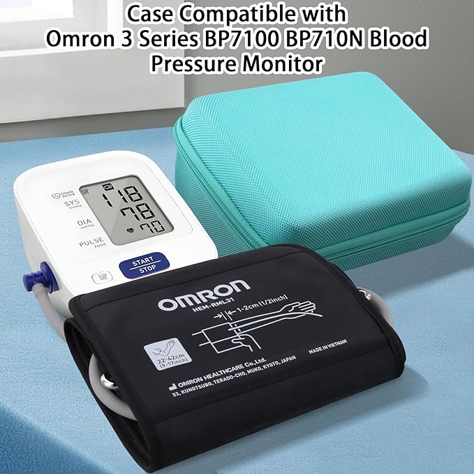 co2CREA Hard Case for Omron 3 Series Omron M2 Classic Upper Arm Blood Pressure Monitor BP7100 BP710N HEM-7120 Hem-7121 HEM-7124, Portable Travel Case Replacement, Mint Green