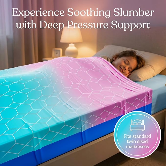 Deep Pressure Sensory Bed Sheet – Full Sensory Compression Sheet Breathable Sleep Pod Blanket for Better Sleep Support – Calming Compression Blankets for Kids and Adults Pink Teal Lavender