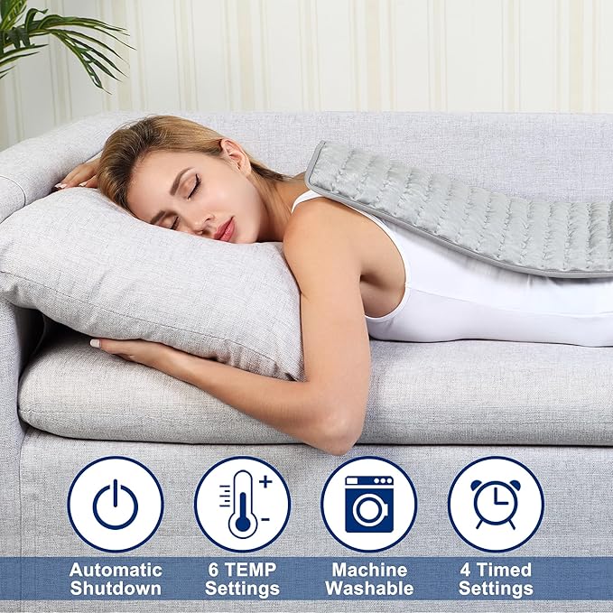 Electric Heating pad for Back Neck Shoulder Knee Arms Legs- Electric Heat Pads with 6 Heat Settings & Auto Shut Off &Dry/Moist Heat Heating Pad for Birthday Mother Father Girl Men Women