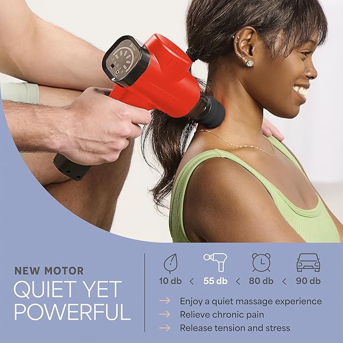 LifePro Sonic Massage Gun Deep Tissue – Quiet Handheld Percussion Massager for Athletes, Pain Relief & Recovery – 8 Heads, 5 Speeds, Long Battery