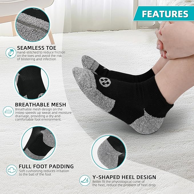 Diabetic Socks for Men,4 & 6 Pairs Low Cut Bamboo Viscose Wide Mens Diabetic Socks Size 9-11 10-13
