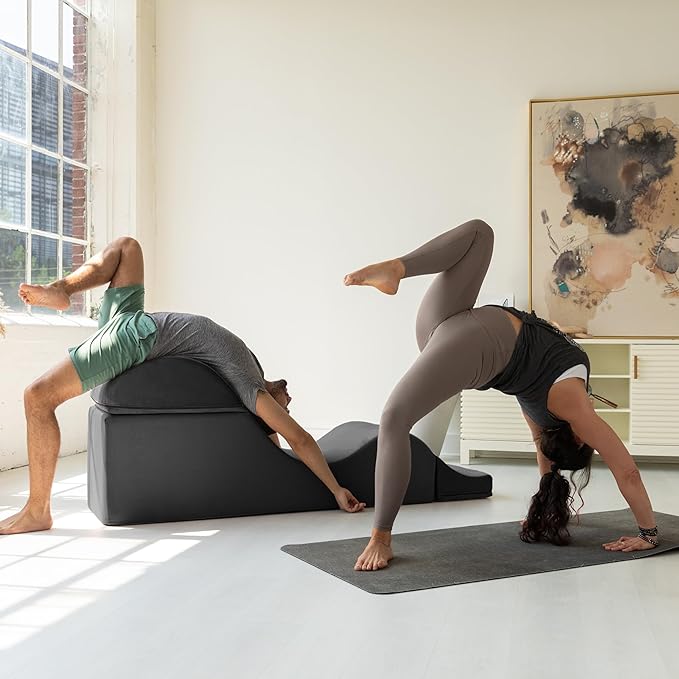 Avana Kami Convertible Chaise/Bed Bench for Yoga & Massage - 2-in-1 End of Bed Ottoman with Concealed Fold Out Yoga Lounge Chair, 22" Wide, Microvelvet Bone Ivory