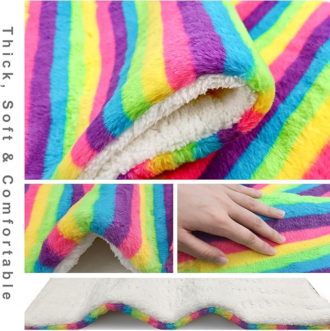 Electric Heating Pad for Back/Waist/Abdomen/Shoulder/Neck Pain and Cramps Relief - 12 Heat Levels, 8 Timers,Cute Plush Heat Pad, Machine Washable-Rainbow-Z(12" x 24")