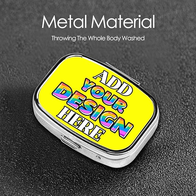 Custom Pill Organizer, Medicine Pill Box Case Container Travel Pill Holder Vitamin for Purse Med Wallet Portable Mini Pastillero Square, Yellow, Customized Gifts