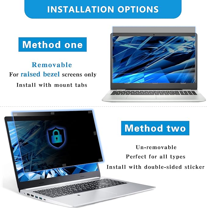 FILMEXT Laptop Privacy Screen 13.3", Privacy Screen Filter for Laptop 13.3" Asus/ 13.3" Acer/13.3 HP/Dell/Toshiba 16:9, Anti-Spy,Anti-Glare,Blocks 99% UV & Blue Light -Matte Privacy Screen Protector