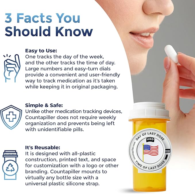 Track, Remind, & Organize Pills. Medication Compliance. Optimize Your Dosage & Stay On Top of Prescriptions AM/PM - Daily & Hourly (Patriot) Pill Medication Organizer Tracker