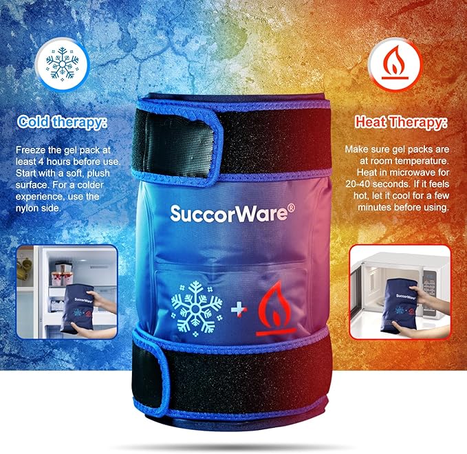 Knee Ice Pack Wrap for Injuries Reusable - Hot & Cold Gel Bags for Leg, Back, Shoulders, Arms, Elbow Injuries, Pain Relief, Swelling, Knee Replacement Surgery（Navy Blue）