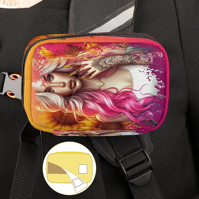 Abstract Sunflower Girls Pink Travel Pill Organizer Box Weekly Portable Pill Case Daily Pills 7 Day Small Birth Control Pills Container Removable Compartments for Medicine Vitamins Fish Oil