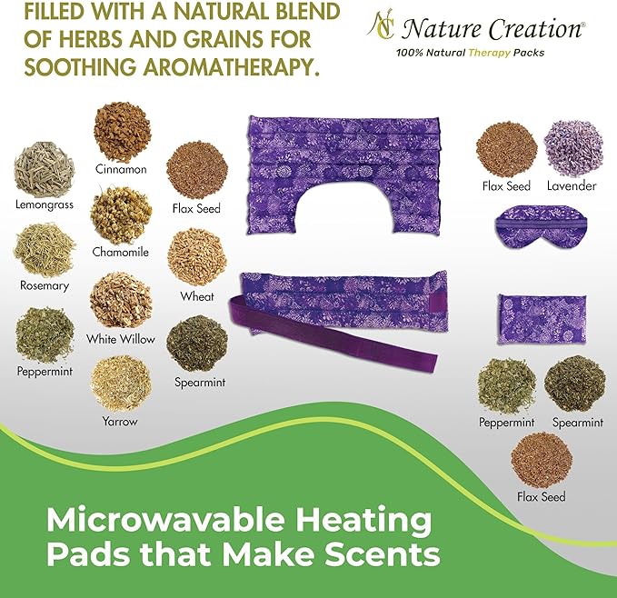 Nature Creation Microwavable Heating Pads Full Set - Herbal Heating Pads - Herbal Hot & Cold Therapy Packs - Set of 4 Reusable Heating Pads - Stars