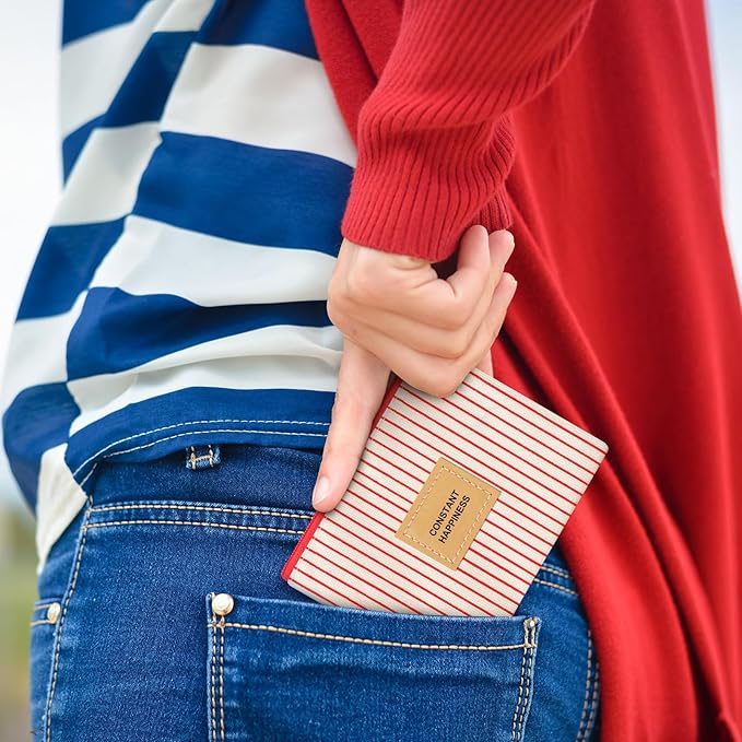 2 Pcs Birth Control Pill Packet, 4.7 x 3.6 Inch Canvas Wallet Pill Holder Sleeve Pouch with Zipper for Card Organizer, Pocket Pouch Wallet for Women Privacy Protection