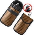 Upgraded Faraday Bag for Key Fob (2 Pack), Premium Faraday Key Fob Protector– Car RFID Signal Blocking, Car Security Protection, Anti-Theft Pouch, Anti-Hacking Case Blocker Brown