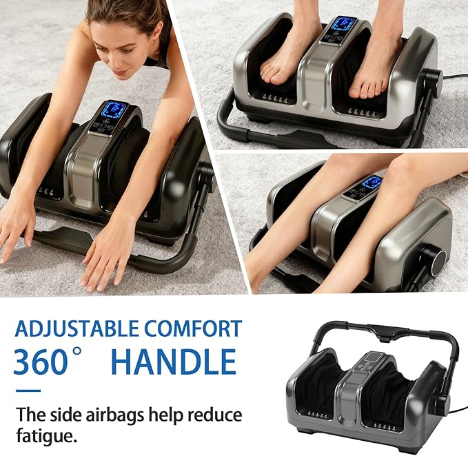 Foot Massager with Heat, Deep Kneading Electric Feet Massager with Remote Control, Calf Ankle Leg Relaxation Machine for Home & Office, Gift for Women & Men