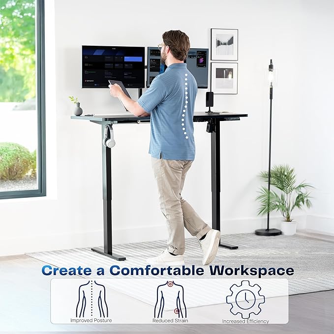 VIVO Electric Stand Up Desk Frame Workstation, Frame Only with 220 lbs Capacity, Brushless Motor Standing Height Adjustable Legs with Memory Controller, Black, DESK-V100EBY