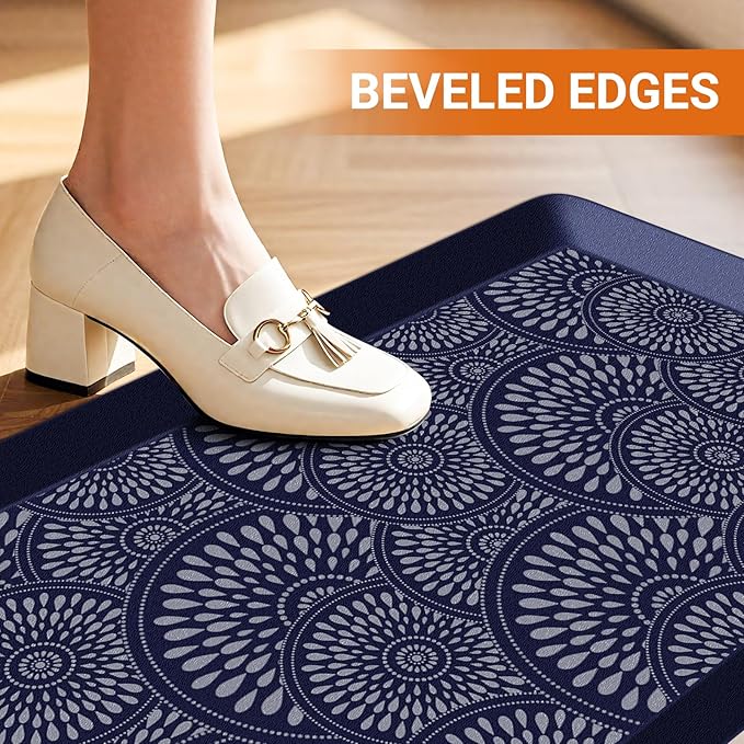 Mattitude 4/5 Inch Kitchen Mat, 20x32in Heavy Duty Ergonomic Comfort Foam Standing Desk Mat, Waterproof Non-Slip Standing Mats and Rugs for Kitchen, Office, Blue