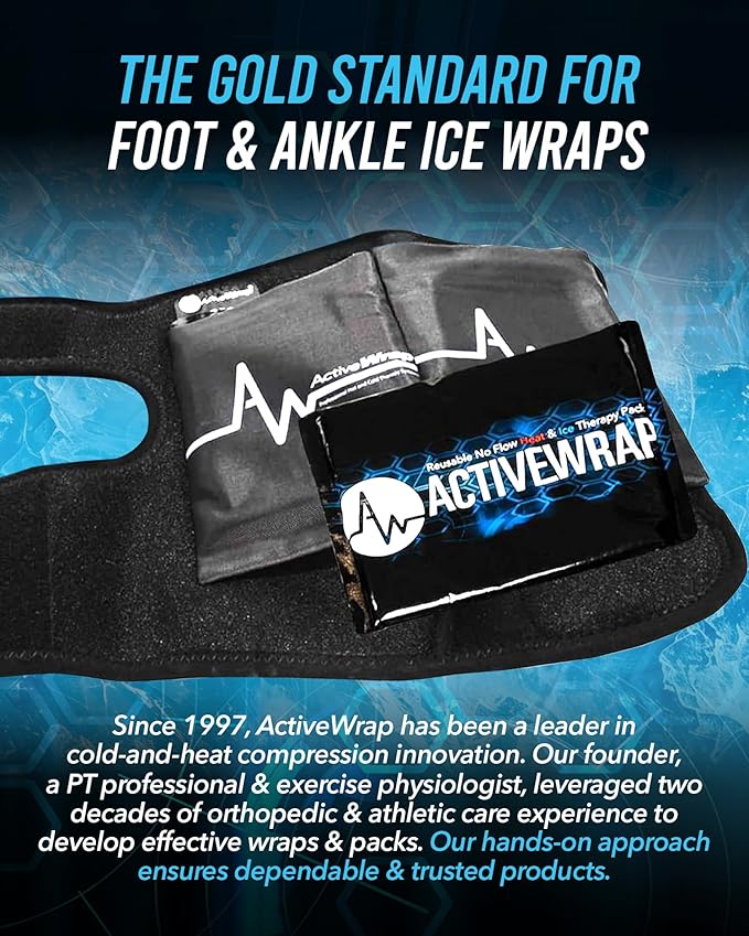 ActiveWrap Foot & Ankle Heat and Ice Pack Wrap for Heel, Arch, and Ankle Discomfort, Swelling, Soreness, and Injury Recovery– Reusable Hot & Cold Wrap with Adjustable Compression Straps, Large/X-Large
