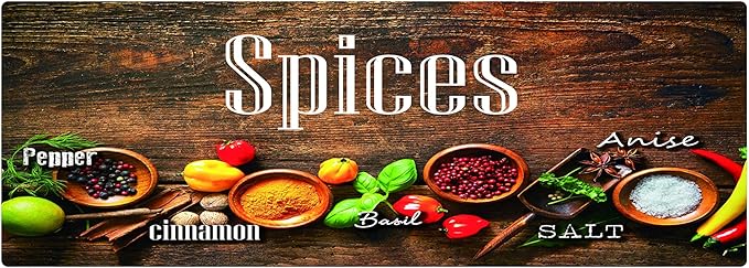 J&V TEXTILES Kitchen Mat Cushioned Anti Fatigue Floor Mat,19.6"x55", Thick Non Slip Waterproof Kitchen Rugs and Mats, Standing Mat for Kitchen,Floor,Home,Office,Desk,Sink,Laundry (Spices)