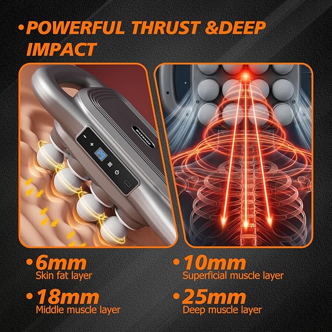 Massage Gun Deep Tissue with 16 Heads, 9 Modes & 9 Levels – Full Body Muscle Massager for Fascia, Electric Percussion Massager Gun for Muscles