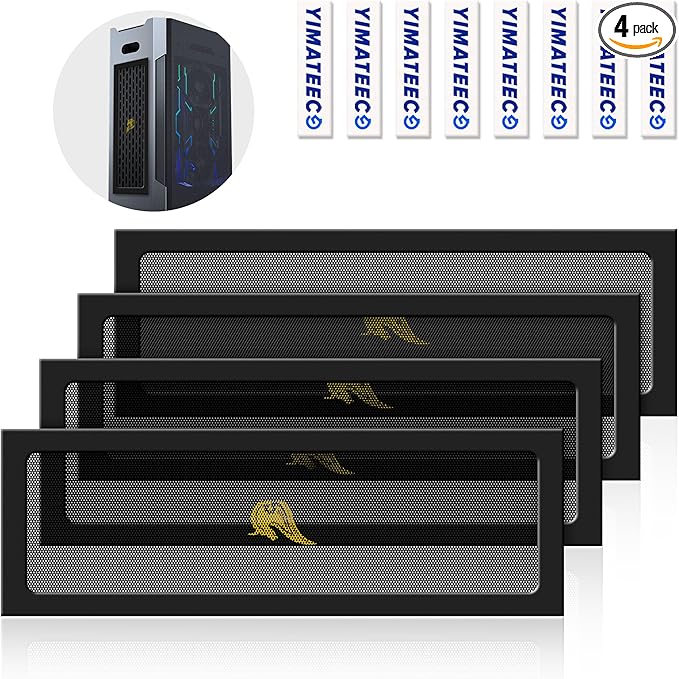 Dust Filter PC 360mm Magnetic Fan Dust Mesh Filter for Computer Cooler/PSU/Routers, PVC 50 Mesh PC Case Dustproof Vent Cover Fan Grills (PVC, Gentleman Aesthetic,120 * 360mm, 4pcs, Black)