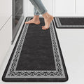 KIMODE Anti Fatigue Kitchen Mats 17"x47"+17"x29", Farmhouse Kitchen Rugs Sets of 2, Cushioned Non Skid Kitchen Mats for Floor, Comfort Kitchen Floor Mats for Sink Laundry Desk Black