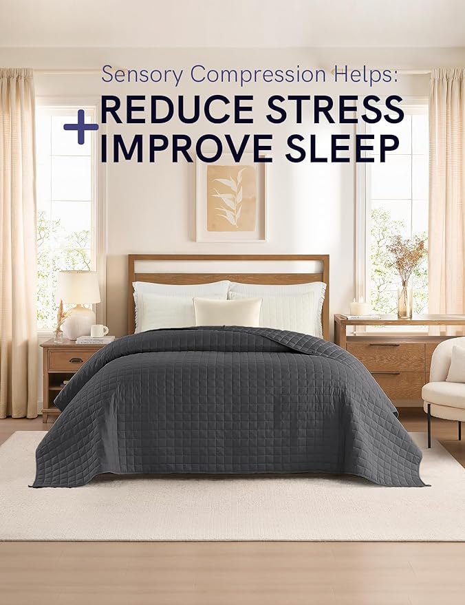 YnM King Size Weighted Blanket for Adults (88x104 Inches, 50 Pounds, Dark Grey), Exclusive Smallest Compartments with Glass Beads, Extra Heavy Bed Blanket for Two Persons on Queen or King Bed