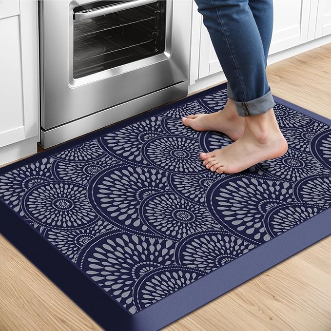 Mattitude 4/5 Inch Kitchen Mat, 20x32in Heavy Duty Ergonomic Comfort Foam Standing Desk Mat, Waterproof Non-Slip Standing Mats and Rugs for Kitchen, Office, Blue