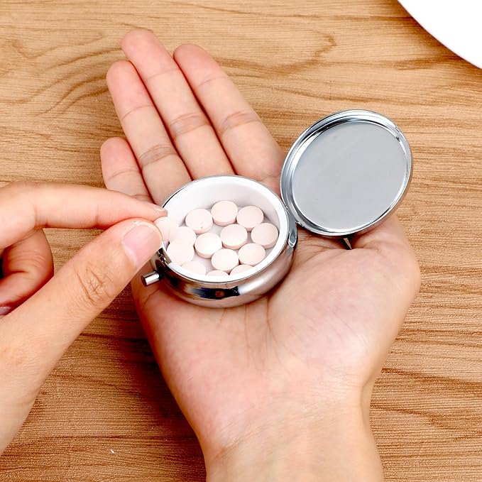 Small Pill Case, Portable Mini Travel Pill Container, Compact Purple Daily Storage Boxes 3 Compartments Suitable Wallets Pockets Handbags Vitamins Supplements Fish Oil