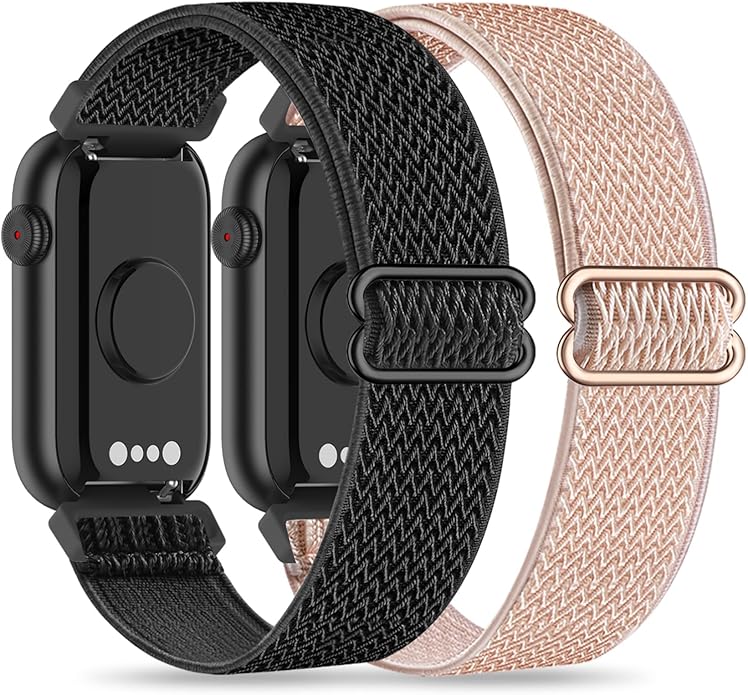 2 Pack Stretchy 16mm Nylon Bands Compatible with FITVII HM08/MorePro HM08/Amzhero-Runfit D26/KALINCO Slim Fitness Tracker