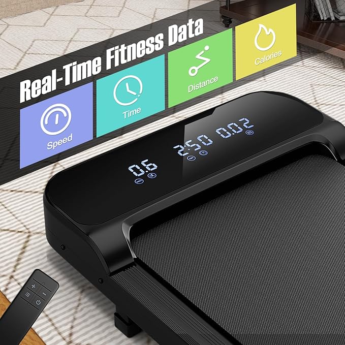 Goplus Walking Pad, 2.5 HP Under Desk Treadmill with Remote Control & LED Display, 3 Countdown Modes, 0.6-4 MPH Portable Treadmills for Home Small, Office, Free-Installation