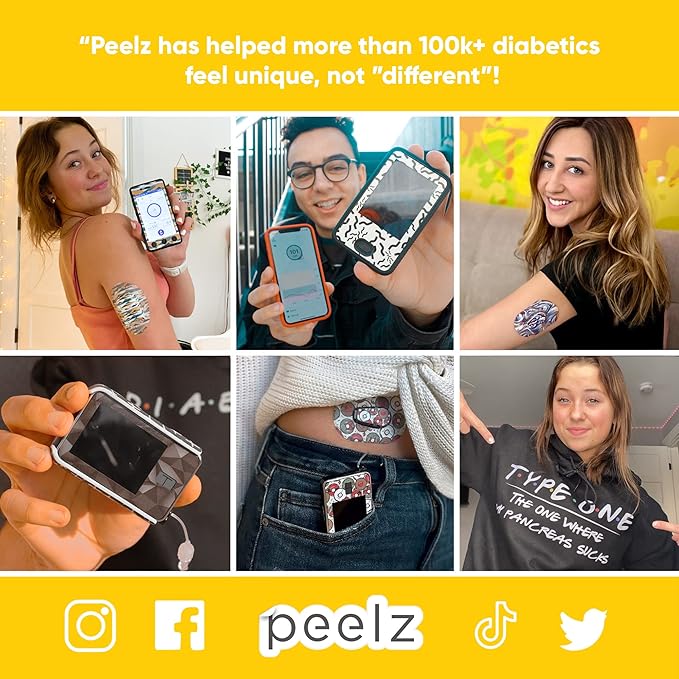 Peelz Libre 3 Adhesive Patch Tape - Compatible with Freestyle Libre 3 Sensor - Waterproof & Breathable Pre-Cut Patch - Skin-Friendly Cover Tape for Glucose Monitor - Pack of 15 (Tie-Dye)