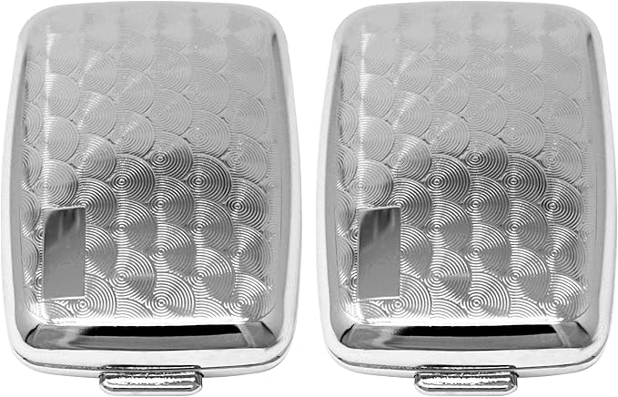 Set of 2 Etched Rectangular Pocket Purse Pill Box & Organizer with Dual Compartments (Swirls - Engravable)
