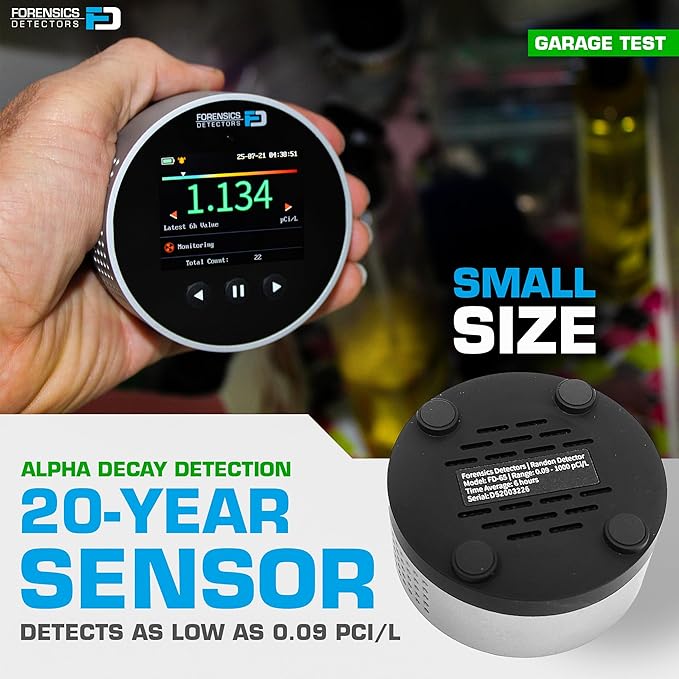 Radon Detector by Forensics | Home Use | Upgraded 20-Year Sensor Life | Version 2.0 |