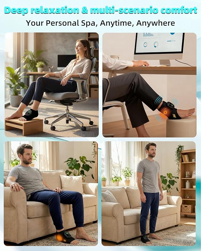 2in1 Foot and Ankle Massager with Heat and Vibration. Foot Renew. Cordless Ankle Massager for Circulation and Pain Relief, Suitable for Neuropathy and Muscle Fatigue. Gifts for Dad Mom Men Women（1pc）