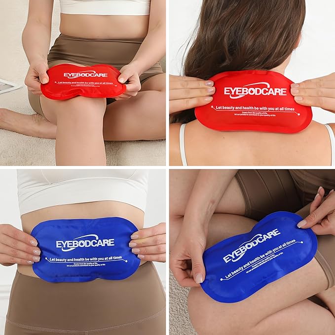 Reusable Ice Packs for Injuries, Hot and Cold Therapy Gel Ice Packs with Flexible Wrap and Eye Mask, for Joint Pain, Swelling, Muscle Pain, Knees, Back, Shoulder & More (3-Piece Set)