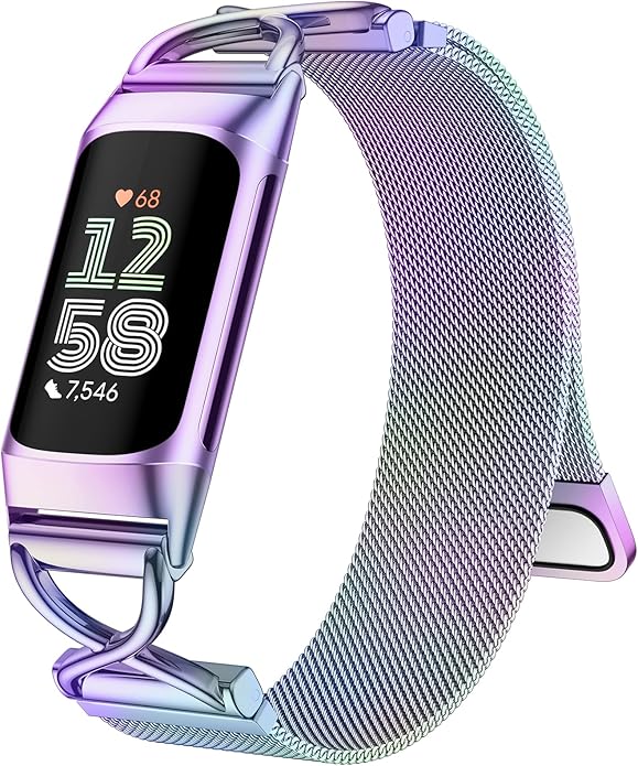 JKD X-Shape Metal Band Compatible with Fitbit Charge 6/ Charge 5 Bands for Women Men, Soft Stainless Steel Mesh Loop Strap Bracelet Wrist Band Replacement for Fitbit Charge 5/ Charge 6 Fitness Tracker
