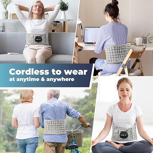 Decompression Back Brace with Red Light Therapy & Heat - 3-in-1 Lumbar Support Belt for Pain Relief, Adjustable Spinal Traction Device with Vibration Massage, Cordless Heating Pad for Men & Women
