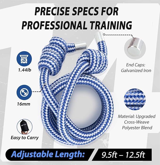 Flow Rope Weighted Fitness Jump Rope for Women Men Workout, Adjustable 1.44lb Heavy Rope for Adult Exercise, Mobility & Coordination Training at Home Gym & Outdoors